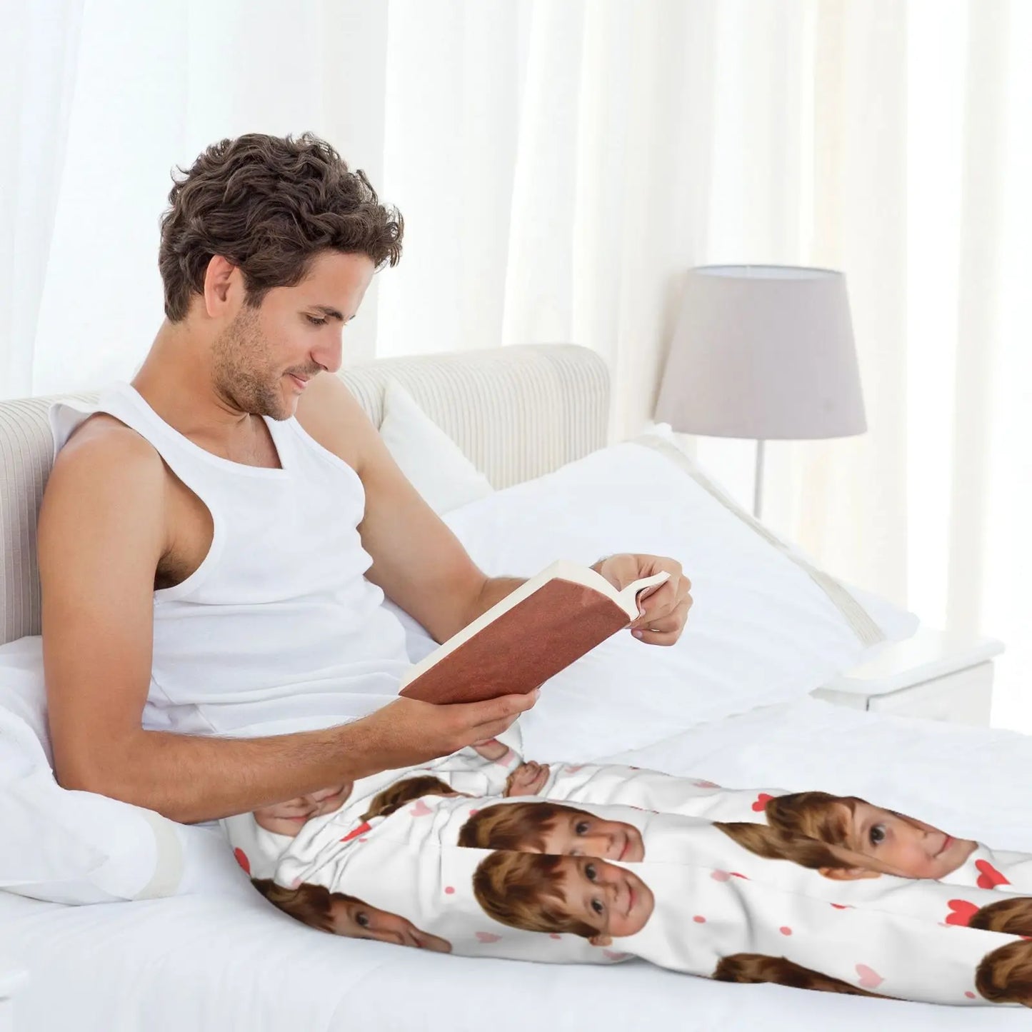 Customized sleeping pants with personalized facial photos long sleeved warm sleeping pants for both men and women  fun Christmas