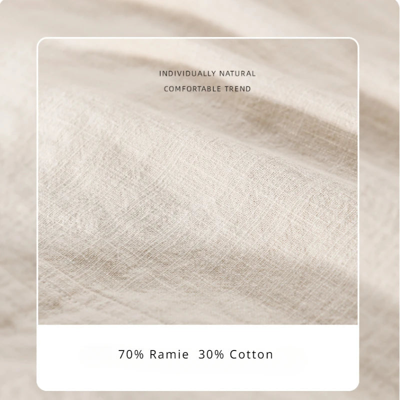Spring Autumn New Solid Color Casual Long Sleeve Shirts for Men Clothing Cotton and Linen Soft Streetwear FY9796