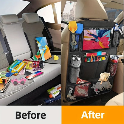 Car Backseat Organizer with Tablet Holder,1PC Kick Mats Back Seat Protector with 9 Storage Pockets Travel Accessories