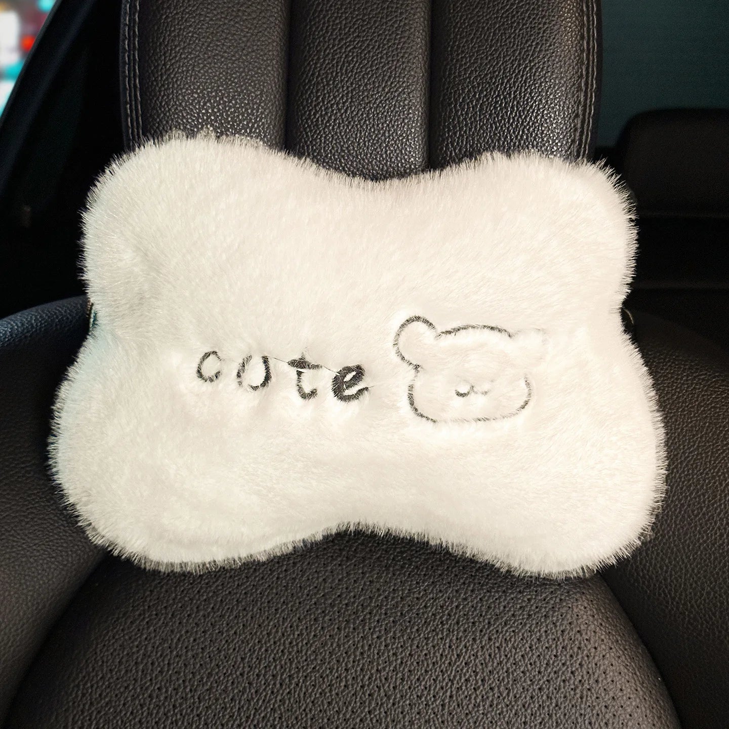 Winter Universal Car Seat Cushion Plush Cartoon Bear Thick Premium Feel Single Rear Cover for Girls Cute Seat Accessories