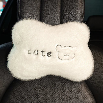 Winter Universal Car Seat Cushion Plush Cartoon Bear Thick Premium Feel Single Rear Cover for Girls Cute Seat Accessories