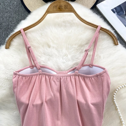 Sexy Fashion Design Camisole Tank Top Women Slim Fit Outerwear Spicy Base Shirt Sexy Backless Vest Short Straight Cut Bodycon