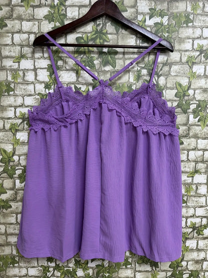 2026 New Summer Sexy Lace Splice V-Neck Tank Top Breathable Slim Fit Cami Tops Holiday Party Base Layer