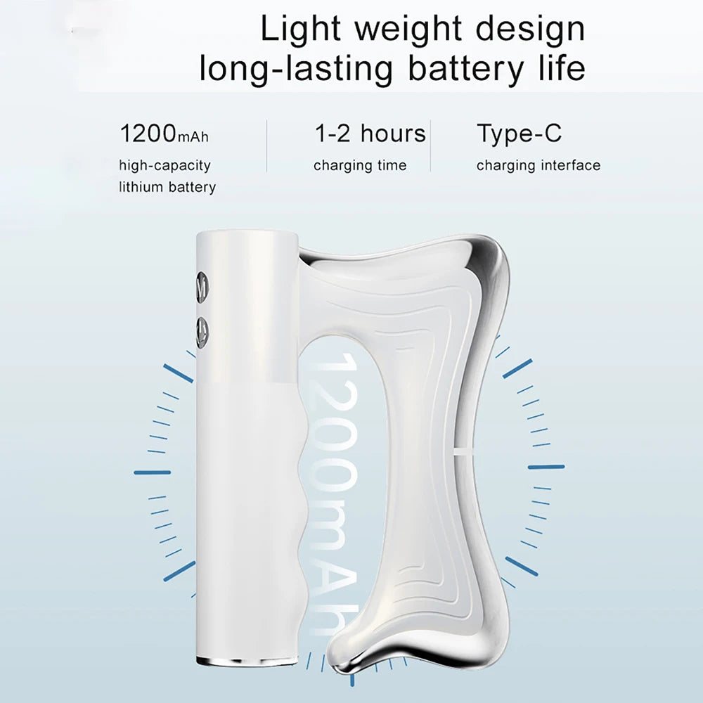 2025 New Electric Heating Fascia Knife Muscle Relaxation LCD Vibration Massager Warm Body Lifting Blade Comb Massage Tool