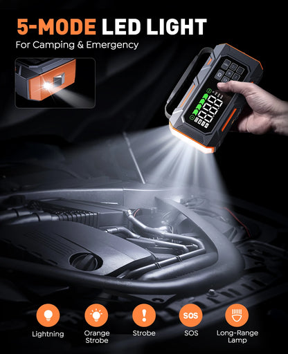 BUTURE 6-in-1 Car Jump Starter Repair Tools Air Compressor 160PSI 26800mAh Starting Device Portable Car Roadside Emergency Kit