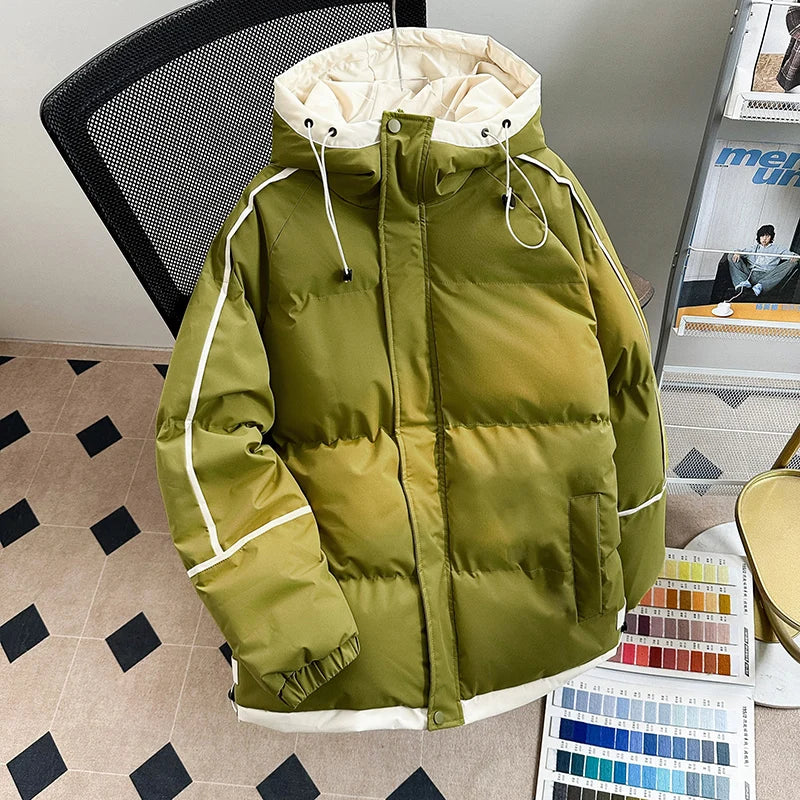 2025 Winter new style Men's Thicken Warm fashion Parka Jackets  Men's Casual Coats Hooded Windbreak Cotton Padded Down Jacket