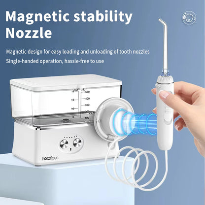 H2ofloss Water Flosser Portable Oral Irrigator 570ml 140PSI High Pressure 6 Modes 5 Nozzles with Storage Bag USB Rechargeable