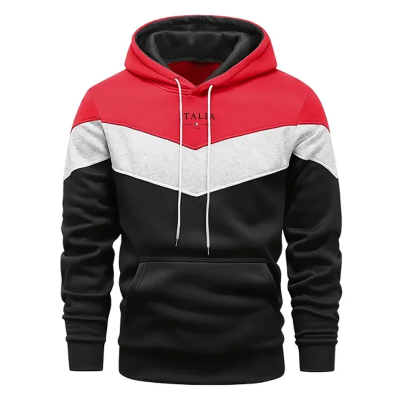 Italy Fashion Men Casual Sportswear Set Hooded Sweatshirt Winter Jogger Tracksuit Autumn Urban Fashion Hoodies Black Sweatpants