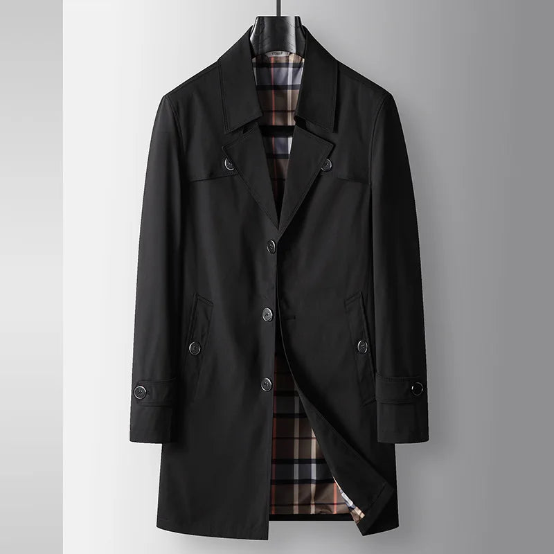 2026 Men Luxury Business Casual Coat Trench Coat Spring Autumn Long British Light