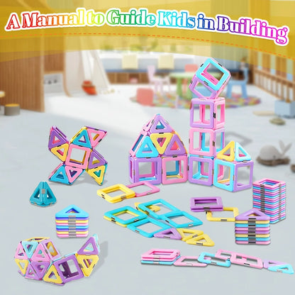 Large Magnetic Building Block Toy Set - Stem Educational Construction Toy, Colorful Mix, Creative Birthday/Holiday Gift