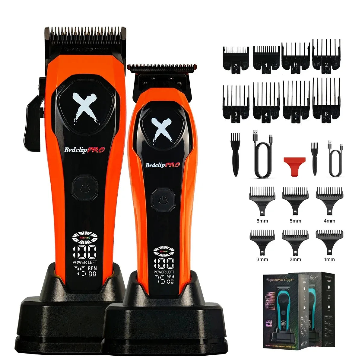 BRDCLIP Hair Clippers Rechargeable Clippers Barber Adjustable Hair Cut Machine Cordless LED Display Clippers Set BRD-619 BRD-339