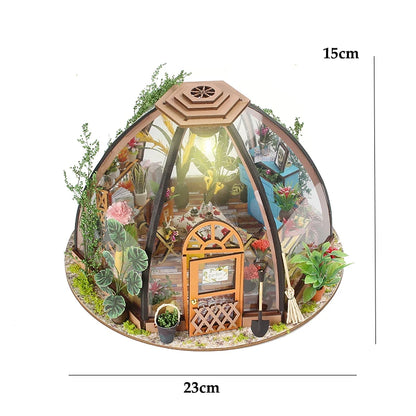 Zuuton Retro Coffee House DIY Miniature Dollhouse Kit 3D Wooden Puzzle Loft Building Kit with LED Light and Full Furniture Gifts
