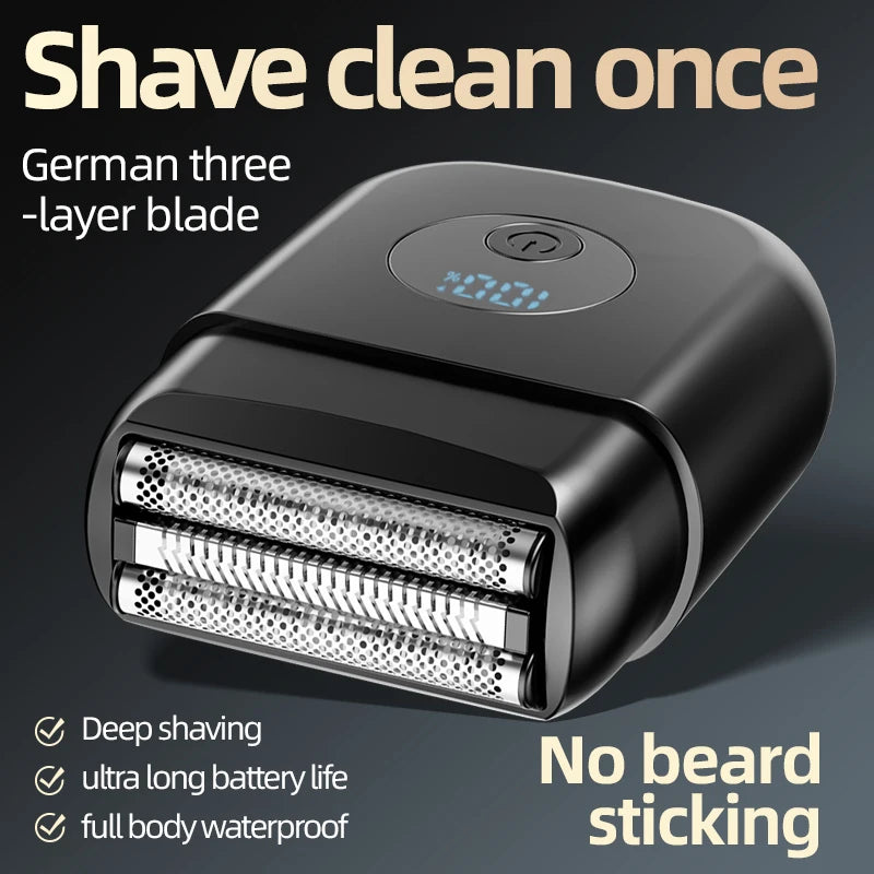 Electric Foil Shaver Portable Travel Razor for Men Rechargeable LED Display Face Shaving Beard Trimmer Cordless
