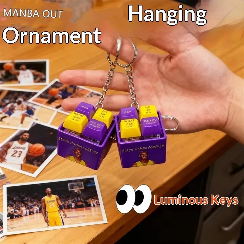 Black Mamba Voice Keychain LED Sound Pendant Classic Quotes Talking Button Stress Relief Toy Gift For Fans Car Backpack Hanging