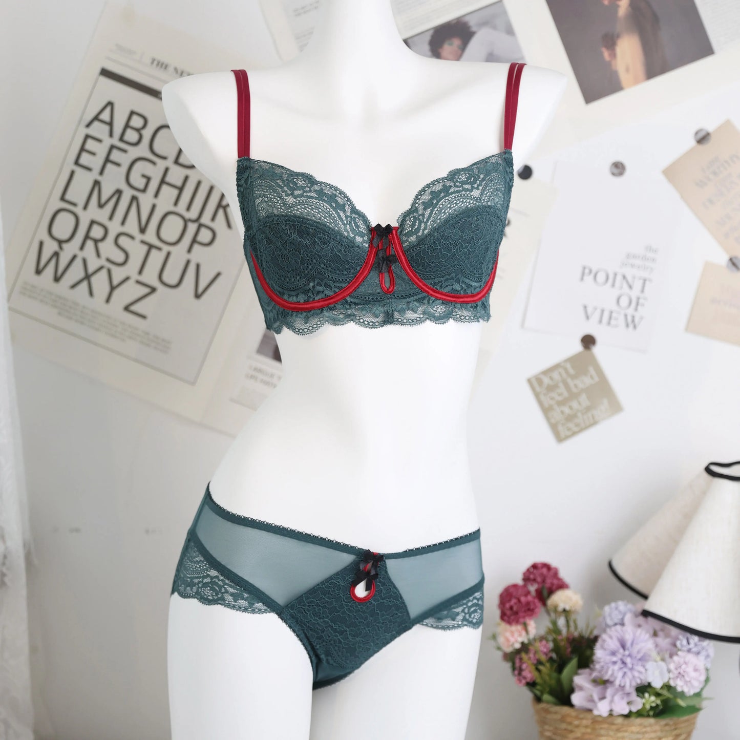 Plus Size Minimizer Bra Set DE Cup Large Bust Thin Cup Soft Underwire Anti Sagging No Show Breathable Daily Lingerie Underwear
