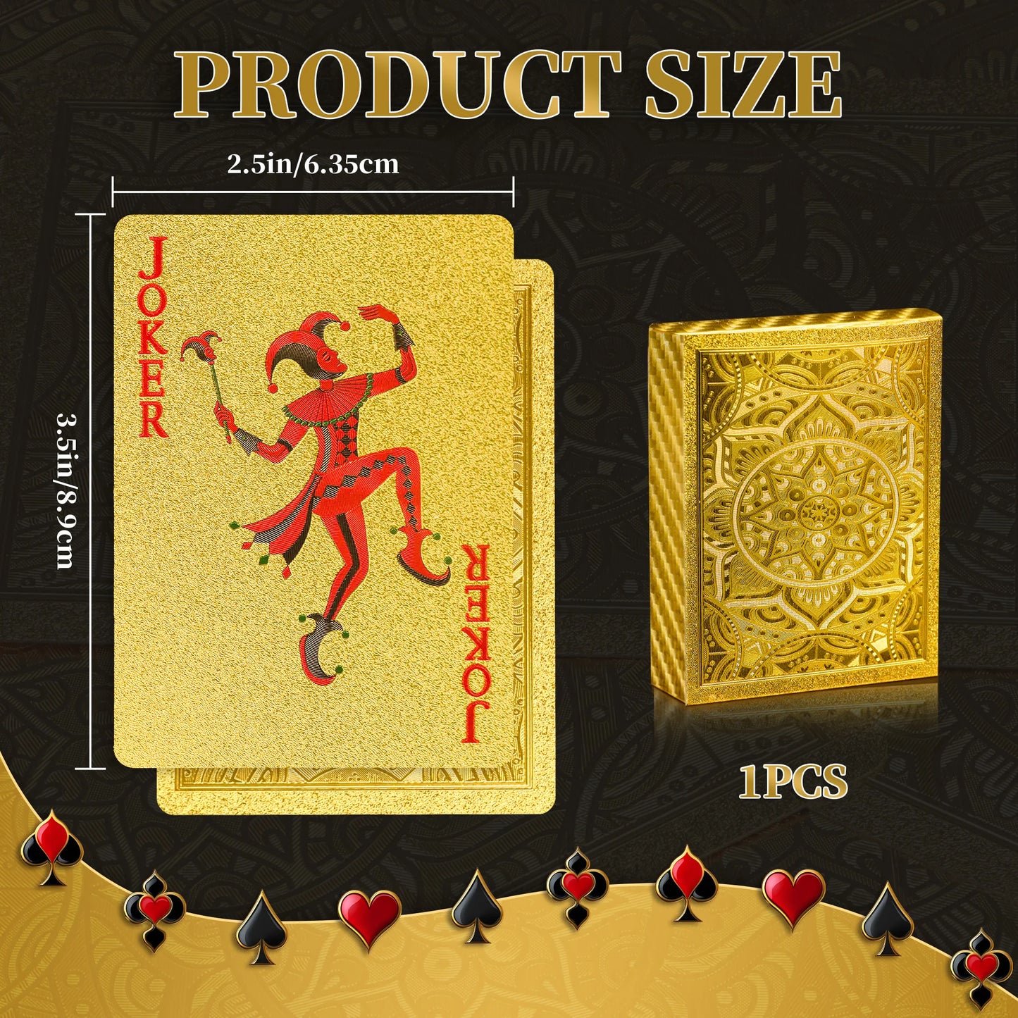 Gold Size Playing Cards | 1/2/4 Pack Plastic Waterproof Poker Set | Professional Board Games | Adult Game Gift for Holidays, Vac