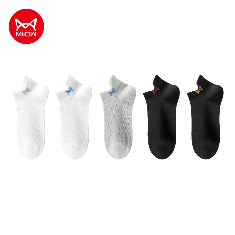 MiiOW 5 Pairs Harajuku Cotton Man Socks Fashion Contrast Color Antibacterial Men's Boat Socks Breathable Soft Anti Slip Sock