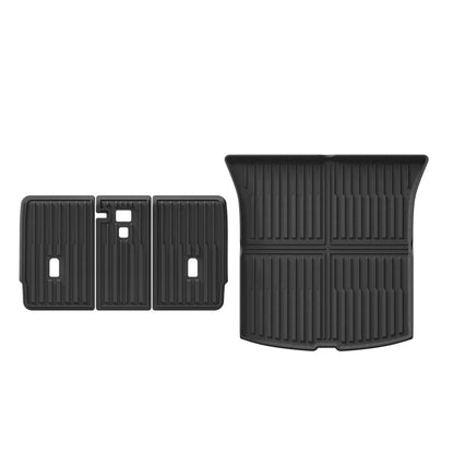 LUCKEASY for Tesla Model Y Launch Juniper 2025 2026 Rear Trunk Seat Backrest Cushion Anti-Kick Mat Car TPE Trunk Protection Pad