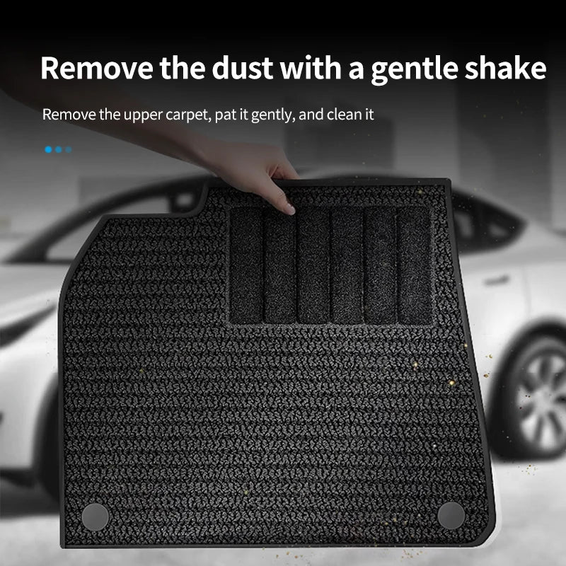 6PCS Floor Mats for Tesla Model Y highlad3 Double Layer 3D TPE Menis Carpet Velvet Waterproof Washable Two Layers Car Floor Pads