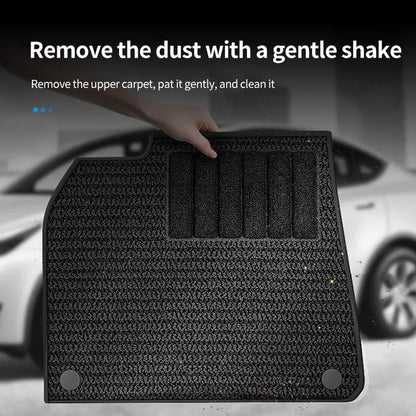 6PCS Floor Mats for Tesla Model Y highlad3 Double Layer 3D TPE Menis Carpet Velvet Waterproof Washable Two Layers Car Floor Pads