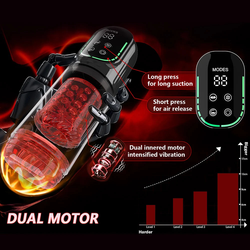 Automatic male Masturbator Pocket Cat 7 push Rotary vibration Suck Lick Stroking vacuum pump and LCD Screen Penis pump Adult toy