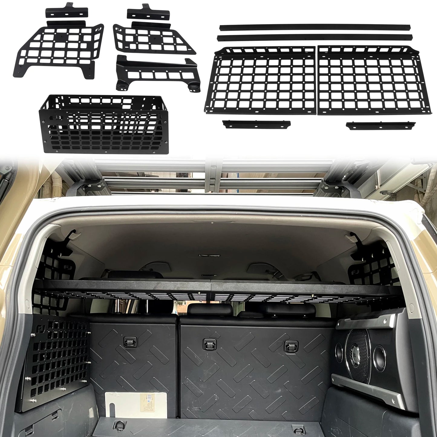 CGZ Molle Panels for Toyota FJ Cruiser 2007-2023 Rear Boot Trunk Shelf Cargo Storage Debris Racks Organizers