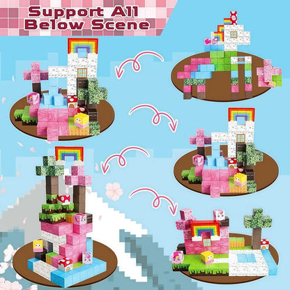 Pink Girl Magnetic Blocks 100Pcs Rainbow Forest Free Assembly 3D Creative DIY STEM Educational Toy Holiday Gift Exquisite Box