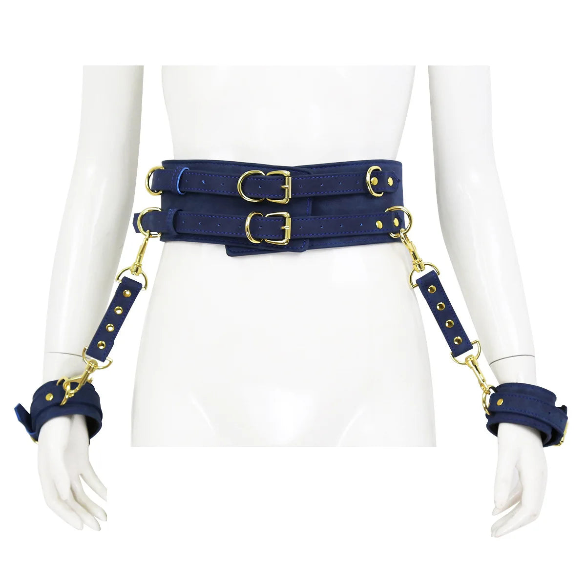 BDSM PU Leather Waist To Wrist Restraint Harness Set Adjustable Bondage Belt with Cuffs Slave Role Play Adult Sex Toy for Women