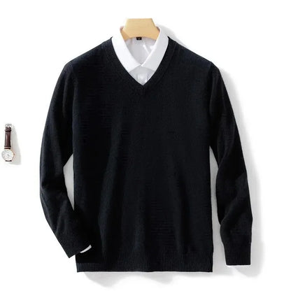 Men's Wool Cashmere Sweater O-Neck Pullovers Knitted Sweaters Autumn Winter Long Sleeve High-End Jumpers Tops Knitwear Male 3XL