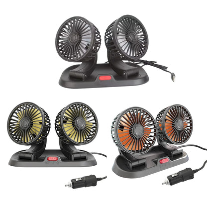 Car Fan 360° Adjustable 1/2/3/4 Head Air Fan Automotive Electric Fan USB/12V/24V Fan 2 Speeds Car Silent Fan for Home Desk Car