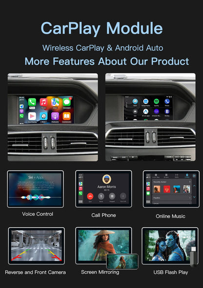 AUTOABC Wireless CarPlay Android Auto for Mercedes Benz A B C E Class GLA CLA GLK SLK CLS W204 W176 W246 X204 C117 NTG4.5/4.7