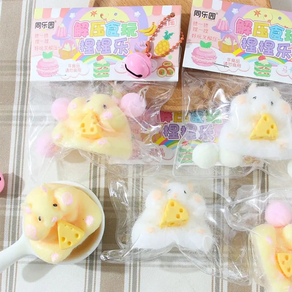 Lovely Hamster Squishy Toy Soft Mochi Squeeze Toy Fuzzy Cute Hamster Handmade Fidget Toy Stress Relief Toy Gift for Kids Adult
