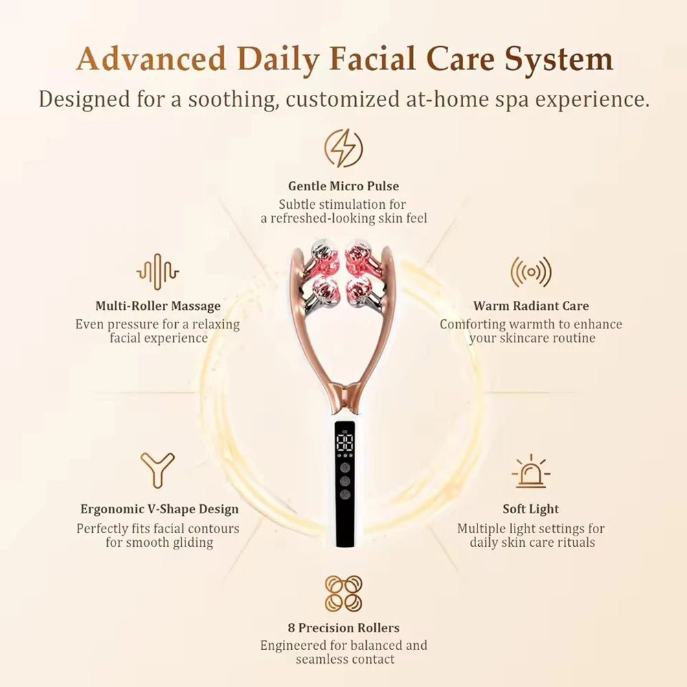 NEW RF EMS Micro Current Roller Face Slimming Artifact V Face Beauty Firming Lifting Face Facial Massage Instrument