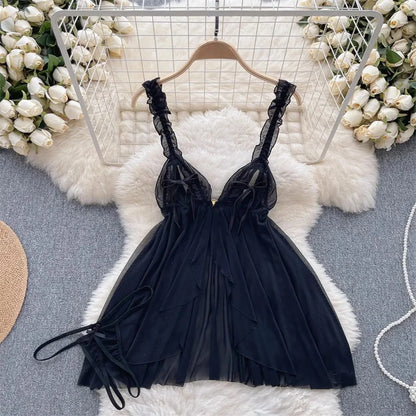 Sexy Lace Strap Jumpsuit Slim Fit Transparent Women's Pajamas Halter Playsuit Erotic Lingerie Catsuit Backless Hollowed Bodysuit