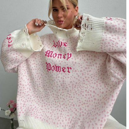 2023 Harajuku Women's Oversized Knitwear Sweaters Tops Trendy Jumpers Comfortable Fit Fashionable Ladies' Sweatshirts