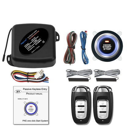 HIPPCRON PKE Car Keyless Entry Engine Start Car Alarm Remote Control Alarm System Push Button Remote Starter Stop Auto Universal