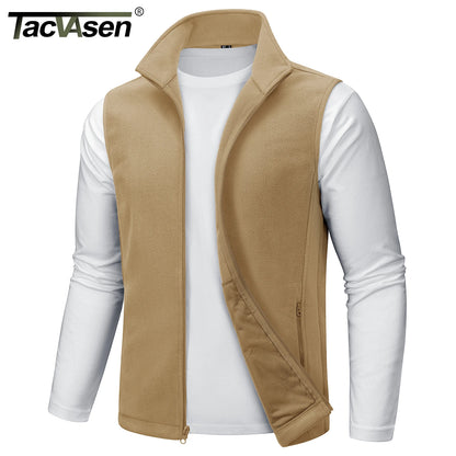 TACVASEN Men's Fleece Vest Zip Up Lightweight Sleeveless Jacket Warm Polar Fleece Outerwear with Pockets Casual Golf Hiking Vest