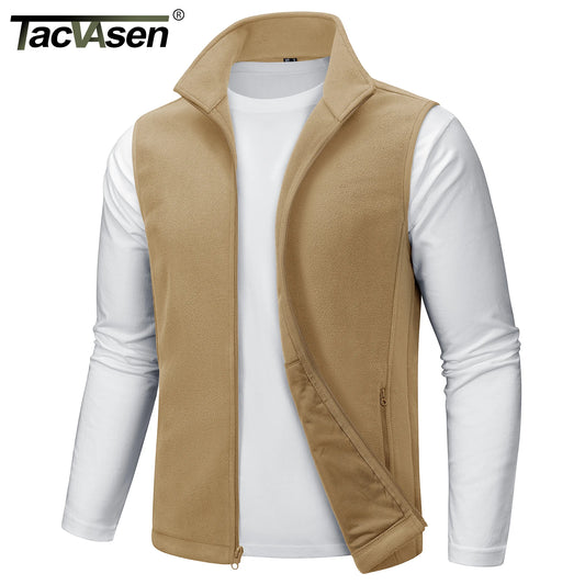 TACVASEN Men's Fleece Vest Zip Up Lightweight Sleeveless Jacket Warm Polar Fleece Outerwear with Pockets Casual Golf Hiking Vest