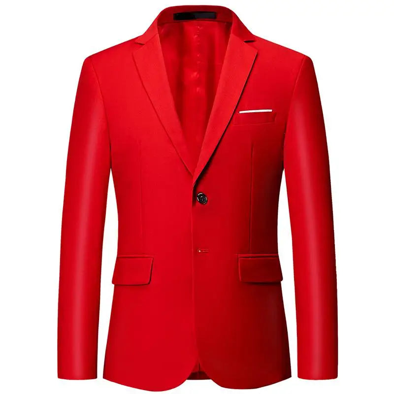 Men White Formal Jackets Two Bittons Long Sleeve Korean Mens Suit Jackets Office Wear Wedding Blazer