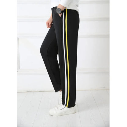 Black Unisex New Track Pants Casual Sweatpants mens Striped Bastic Trousers Straight Pants Joggers Simple Work Pants