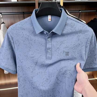 Luxury Cotton Refreshing For Men's Half-sleeved T-shirt 2026 Summer New Polo Shirt Loose Middle-aged Short-sleeved Printed Top