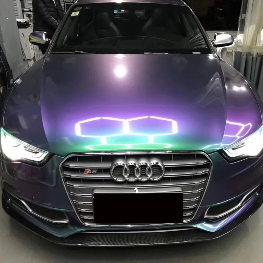 Premium Gloss Chameleon Pearl Glitter Metallic Green purple Vinyl Car Wrap Foil With Air Release Diamond Car Sticker Decal