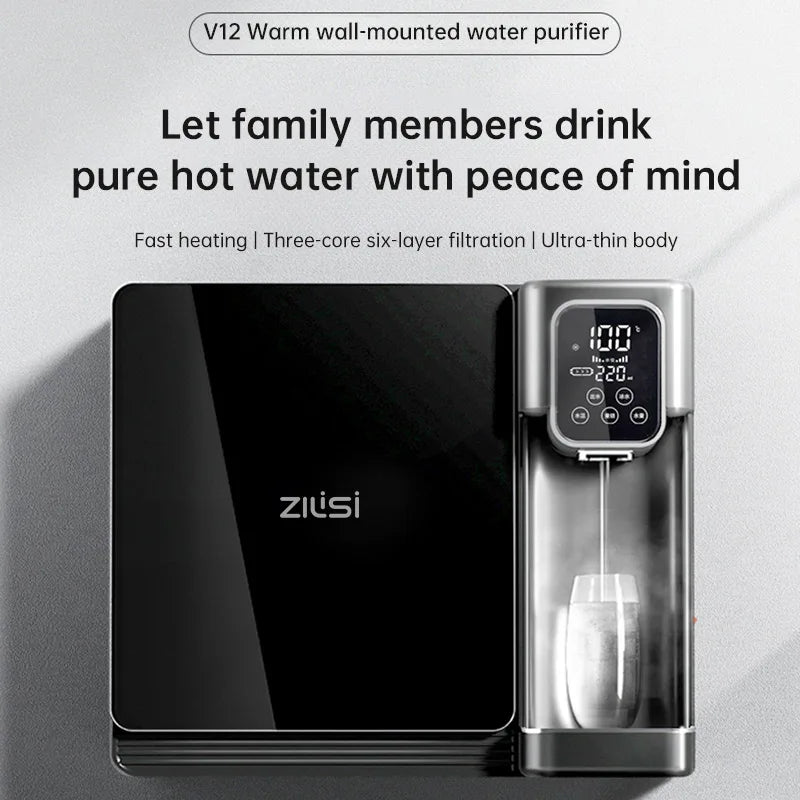 Wall mounted household water purifier without water tank pipeline water dispenser, instant hot direct drinking