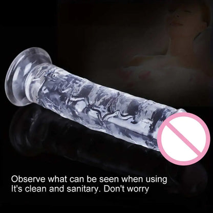 Cheap Women Erotic Anal 5 Colors Big Transparent Dildo Suction Cup Jelly Dick Sex Toys Soft Clitori Vaginal Masturbators Penis