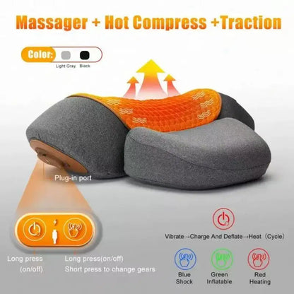 Electric Neck Massage Pillow, Neck Stretcher, Heating, Vibration, Massage, Back Traction, Orthopedic Sleep Pillow Support