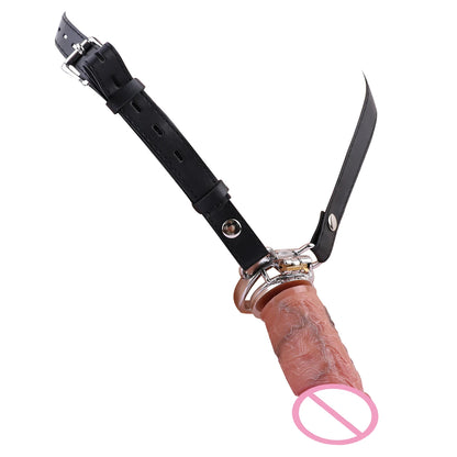 FRRK NO-More-Negative Flat Chastity Cage Attached with Silicone Skin Realistic Dildo For Men Penis Decoration BDSM Sex Products