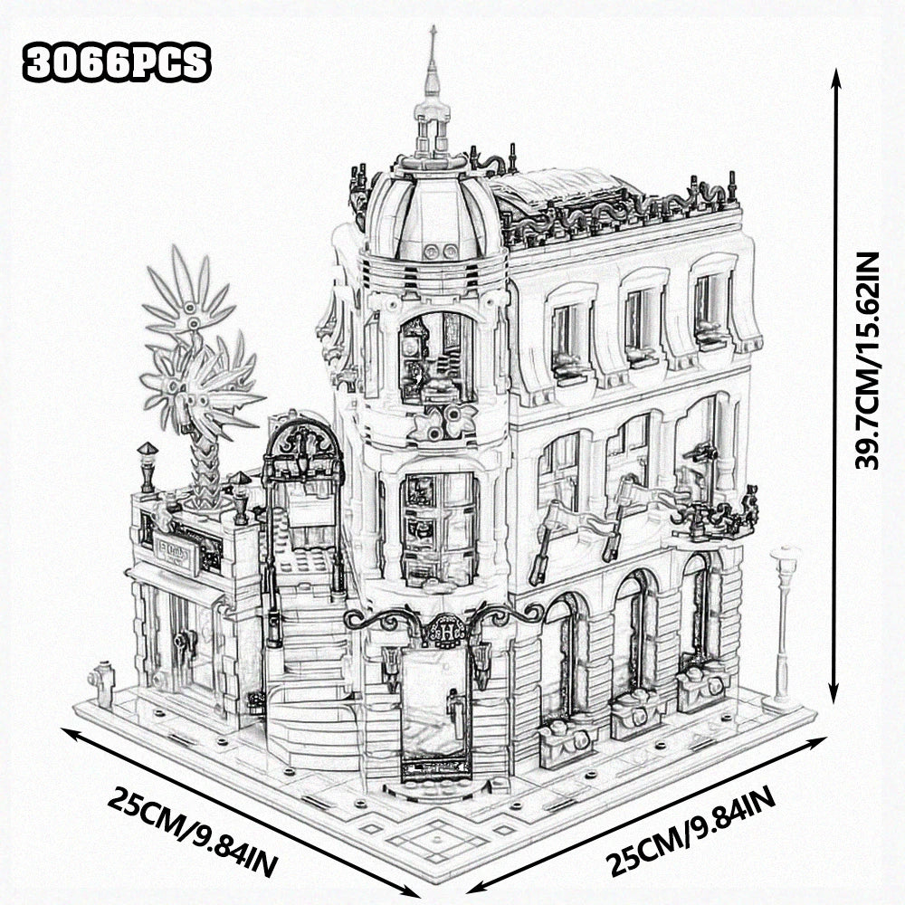 Creative Expert Bank Cafe Corner MOC Building Blocks City Model Bricks Dinner Bookstore Assembly Set Street View Toy Gifts Decor
