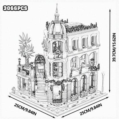 Creative Expert Bank Cafe Corner MOC Building Blocks City Model Bricks Dinner Bookstore Assembly Set Street View Toy Gifts Decor