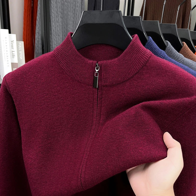 Light Luxury 2025 Knitted Cardigan Men's Winter New Trend Warm Sweater Jacket with Wool Sweater Zipper Sweatshirt