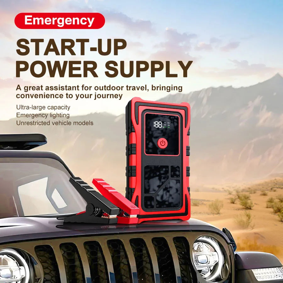7000A Portable Vehicle Emergency Jump Starter, Car Cigarette Lighter, 12V Mobile Power Bank, LED Lighting with USB Charging Port